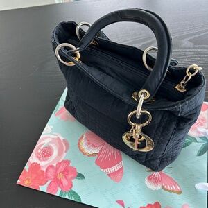 Sale!! Vintage Dior Black Cannage Lady Dior Nylon Handbag has been authenticated